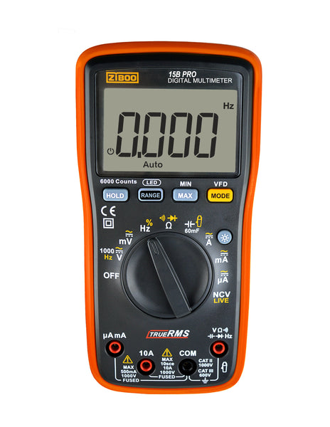ZIBOO 15B PRO True RMS Digital Multimeter ,for Electrical Applications, Measures AC/DC Voltage and Current Measurements up to 1000V and 10A, Along with Resistance, Continuity, Diode, and Capacitance Capabilities ,use for FLUKE