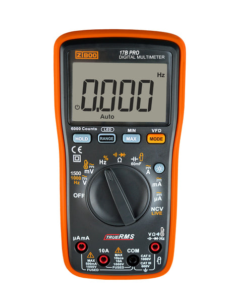 ZIBOO 17B PRO True RMS Digital Multimeter ,for Electrical Applications, Measures AC/DC Voltage and Current Measurements up to 1000V and 10A, Along with Resistance, Continuity, Diode, and Capacitance Capabilities ,use for FLUKE