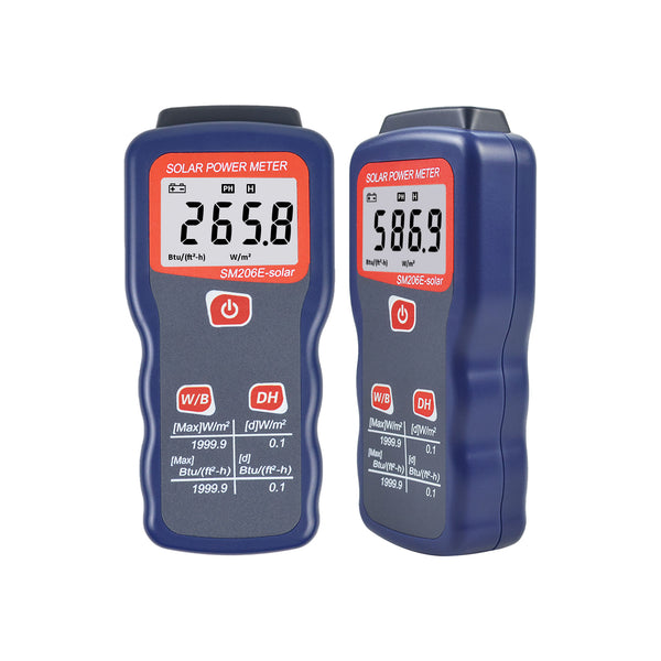 ZIBOO SM206E-Solar Solar Power Meter Light Meter Solar Radiation Tester Optical Solar Research Glass Light Intensity Data Peak Hold