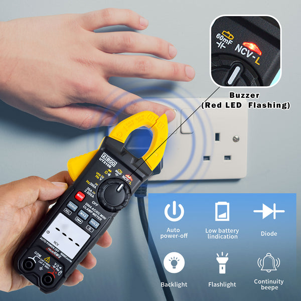 ZIBOO UT210E Clamp Meter Digital Multimeter Handheld RMS AC/DC Mini Resistanc