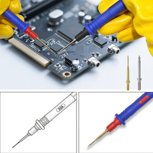 ZIBOO KIT-17 Multimeter Test Leads Kit, Professional and Super Soft Silicone Test Leads Digital Multimeter Leads with Ultra-Sharp Replaceable Multimeter Probes Tips Set of 10