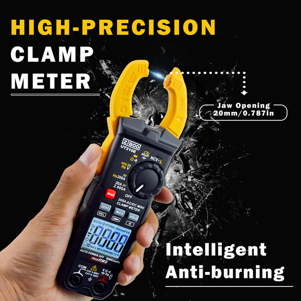 ZIBOO UT210E Clamp Meter Digital Multimeter Handheld RMS AC/DC Mini Resistanc