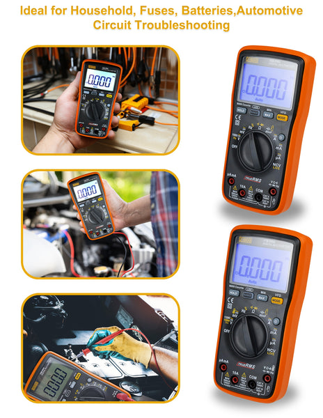 ZIBOO 15B PRO True RMS Digital Multimeter ,for Electrical Applications, Measures AC/DC Voltage and Current Measurements up to 1000V and 10A, Along with Resistance, Continuity, Diode, and Capacitance Capabilities ,use for FLUKE