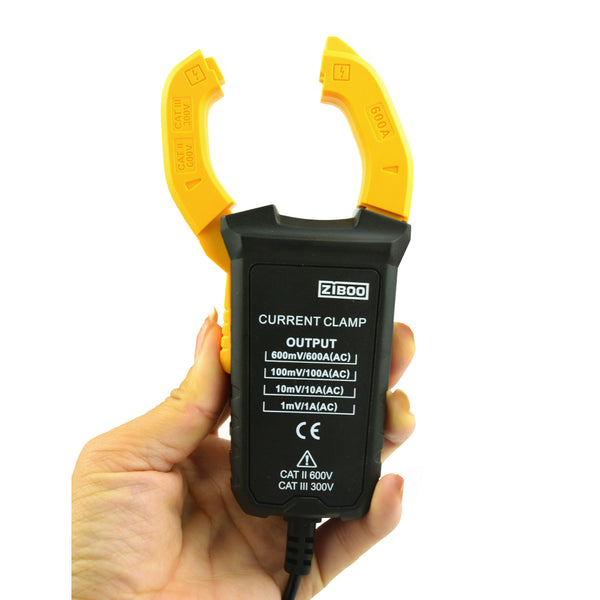 ZIBOO i600E 600 Ampere Wechselstromzange, 4 mm Bananenstecker für Multimeter/mV Wechselstrom-Messwerkzeuge, perfekter Ersatz für Fluke i400