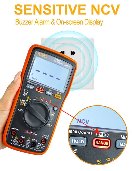 ZIBOO 17B PRO True RMS Digital Multimeter ,for Electrical Applications, Measures AC/DC Voltage and Current Measurements up to 1000V and 10A, Along with Resistance, Continuity, Diode, and Capacitance Capabilities ,use for FLUKE