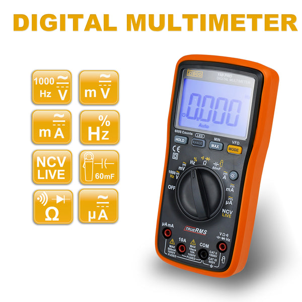 ZIBOO 15B PRO True RMS Digital Multimeter ,for Electrical Applications, Measures AC/DC Voltage and Current Measurements up to 1000V and 10A, Along with Resistance, Continuity, Diode, and Capacitance Capabilities ,use for FLUKE