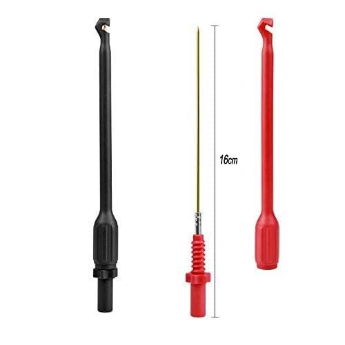 ZIBOO ZB-T12S Automotive Wire Piercing Probe Wire Piercing Clip Puncture WireBack Probe Pins Rot Schwarz 160 * 16mm, Verwendung für 4mm Banana Extended Test Cable