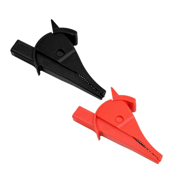 ZIBOO C02A Vollisolierte, sichere Krokodilklemmen, 2 Stück (schwarz + rot) für 4-mm-Messleitungsverlängerungen, verwendbar für Messleitungsverlängerungen TL221, TL222, TL224, TL726, 9750-12, L2200, L9844 usw.
