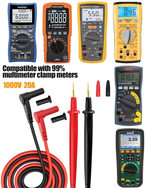 ZIBOO ZB-X20 Ultra-scharfe Messleitungen, Multimeter, Messgerät, Tester, Nadelspitze, 35 Zoll, Messsondenleitung, 1000 V, 20 A, für digitale Multimeter von FLUKE, Amprobe, Fieldpiece, Extech, Hioki, SANWA, Klein Tools