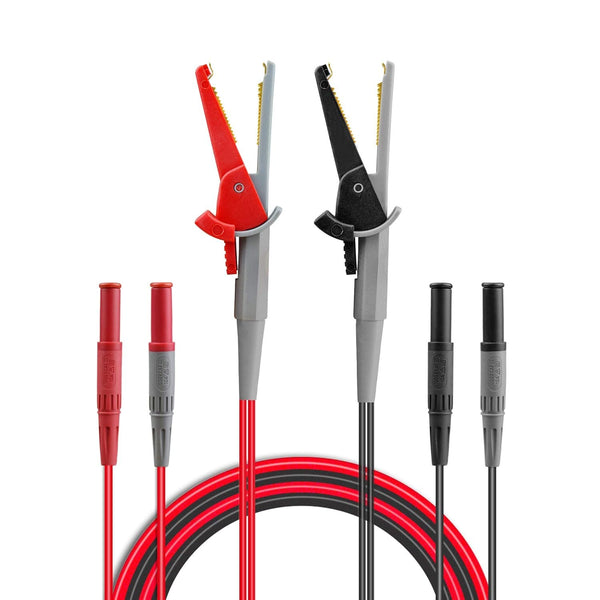 ZIBOO LC02 LCR-Messgerät-Messleitungen, Anschlussklemmen, Kelvin-Clip-Drähte, 4 Vierdraht-Messleitungen, Anschlussklemmen, Kelvin-Clip-Krokodilklemme mit 4-mm-Bananenstecker, Verwendung für LCR-Kapazitätsmessgeräte, Kelvin-Kabelsatz (Clips)