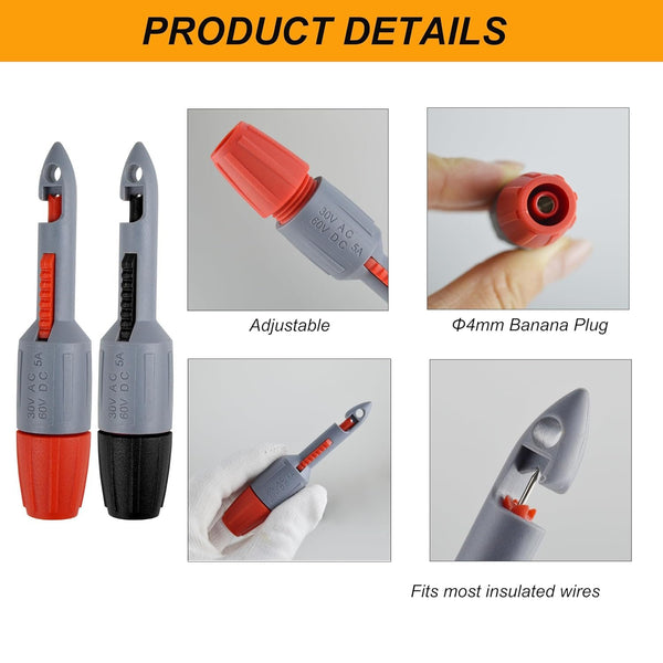 ZIBOO TP81 Insulation Piercing Clip Set, Banana Plug Connections,Wire Piercing, Multimeter Voltmeter Testing,Use for Fluke TL221 TL222 TL224