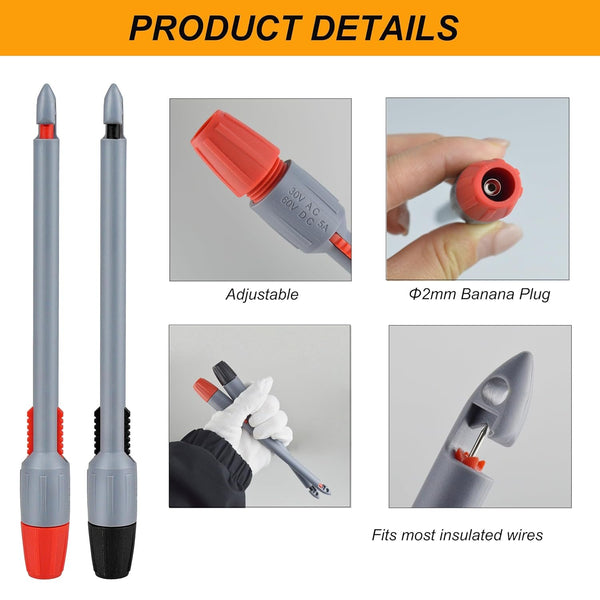 ZIBOO TP82-L Insulation Piercing Clip Set 2 mm Probes Connections,Wire Piercing Use for Fluke TL71 TL75 TL175