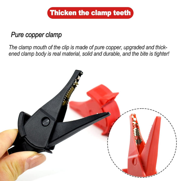 ZIBOO C04A Vollisolierte, sichere Krokodilklemmen, 2 Stück (schwarz + rot) für 4-mm-Messleitungsverlängerungen, verwendbar für Messleitungsverlängerungen TL221, TL222, TL224, TL726, 9750-12, L2200, L9844 usw.