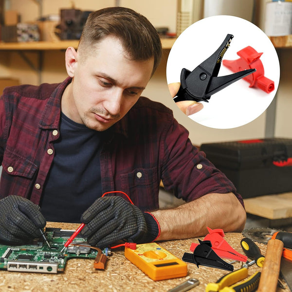 ZIBOO C02A Vollisolierte, sichere Krokodilklemmen, 2 Stück (schwarz + rot) für 4-mm-Messleitungsverlängerungen, verwendbar für Messleitungsverlängerungen TL221, TL222, TL224, TL726, 9750-12, L2200, L9844 usw.