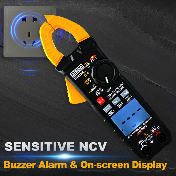 ZIBOO UT210E Clamp Meter Digital Multimeter Handheld RMS AC/DC Mini Resistanc