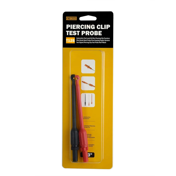 ZIBOO ZB-T12S Automotive Wire Piercing Probe Wire Piercing Clip Puncture WireBack Probe Pins Rot Schwarz 160 * 16mm, Verwendung für 4mm Banana Extended Test Cable