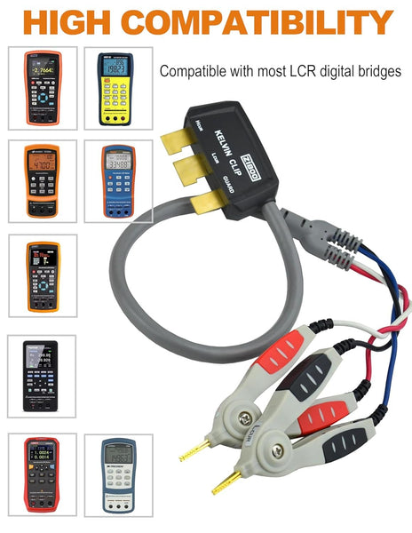 ZIBOO ZB-L100K Handheld-LCR-Testclip, universelle digitale Brücken-Kelvin-Testlinie, SMD-Chip, Verwendung für DE-5000 LCR-Messgerät