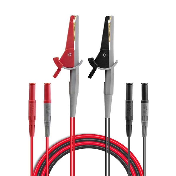 ZIBOO LC02 LCR-Messgerät-Messleitungen, Anschlussklemmen, Kelvin-Clip-Drähte, 4 Vierdraht-Messleitungen, Anschlussklemmen, Kelvin-Clip-Krokodilklemme mit 4-mm-Bananenstecker, Verwendung für LCR-Kapazitätsmessgeräte, Kelvin-Kabelsatz (Clips)