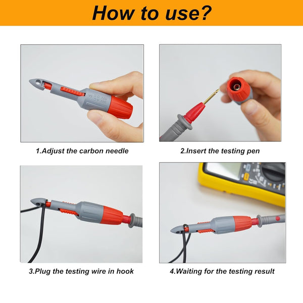 ZIBOO TP82 Insulation Piercing Clip Set, 2 mm Probes Connections, Multimeter Voltmeter Testing, Car Wire Tester, Multimeter Test Leads, Pierce, Probes for Probe Tips, Use for Fluke TL71 TL75 TL175