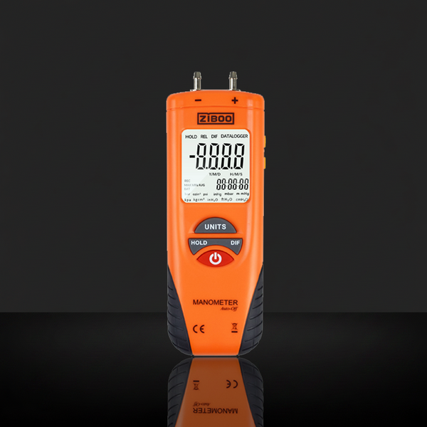 ZIBOO ET1013 Digital Manometer, Air and Gas Pressure Tester, Differential Dual Port Pressure Gauge, Large LCD Display with Backlight ,HVAC Gas Pressure Tester