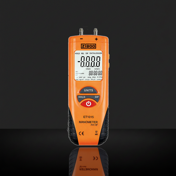 ZIBOO ET1015 Digital Manometer,±100 PSI Dual Port Differential Pressure Gauge, Air and Gas Pressure Tester