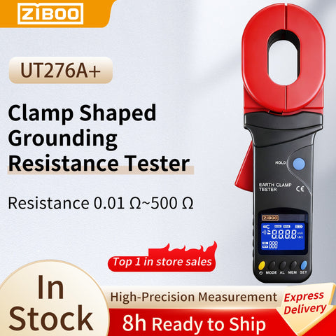 ZIBOO UT278A+ UT276A+ Clamp Ground Resistance Tester Ground Loop Resistance 32MM Big jaw Leakage Current Detection