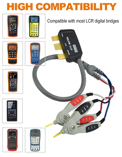 ZIBOO ZB-L100K Handheld-LCR-Testclip, universelle digitale Brücken-Kelvin-Testlinie, SMD-Chip, Verwendung für DE-5000 LCR-Messgerät