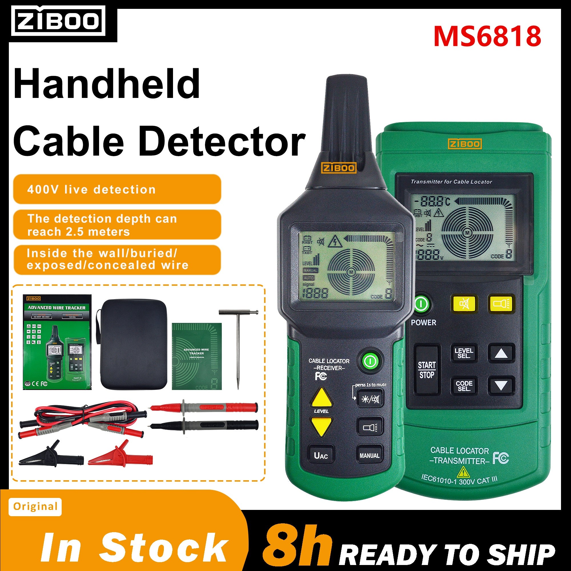 ZIBOO MS6818 Wire Tester Networkphone Cable Detector Locator Meter Tracker