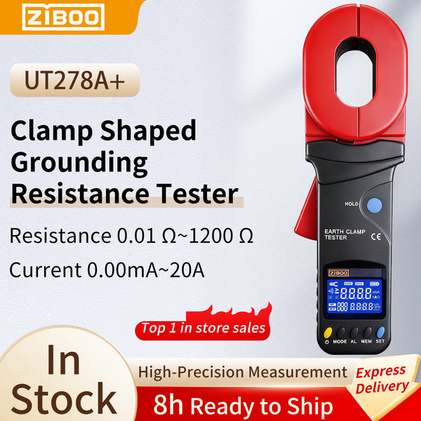 ZIBOO UT278A+ UT276A+ Clamp Ground Resistance Tester Ground Loop Resistance 32MM Big jaw Leakage Current Detection
