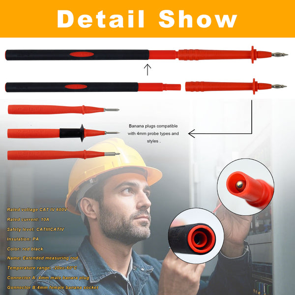 ZIBOO TP280 Prüfspitzenverlängerungen, kompatibel mit Fluke L210 Prüfspitzenleuchte und Verlängerungsset