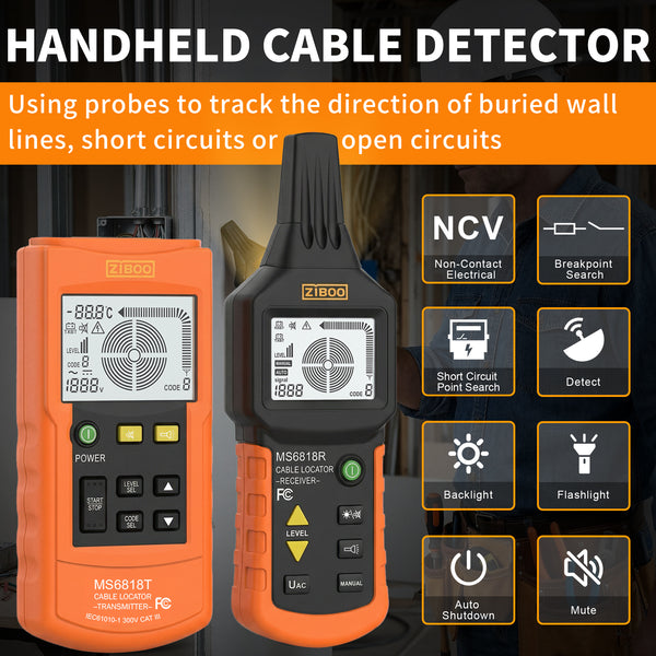 ZIBOO MS6818 Wire Tester Networkphone Cable Detector Locator Meter Tracker
