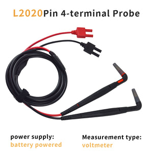 ZIBOO L2020 Generic Curved Type Lead Pin Type 4 Terminal Probe ,Pin-Type Lead Compatible with Hioki BT3554-10/11,  BT3563,BT3562,BT3561,UNIT UT-677A Battery Tester Battery HiTester, Handheld Battery Tester