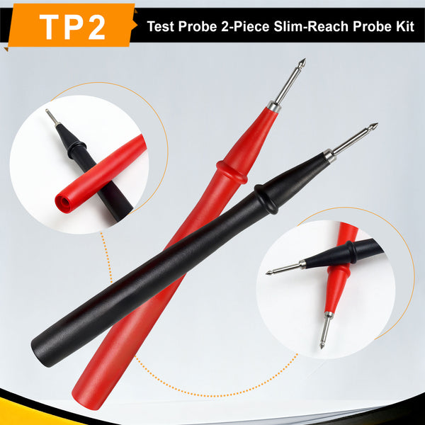 ZIBOO TP2 2-teiliges Prüfspitzenset mit schmaler Reichweite und Edelstahlspitze, 1000 V Spannung, 10 A Strom, 2 mm Spitzendurchmesser, Verwendung für T5-1000, T5-600