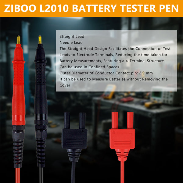 ZIBOO L2010 Pin Type 4 Terminal Probe Compatible with Hioki BT3554,BT3554-01 Battery HiTester,Handheld Battery Tester, Replaceable Probe Tip