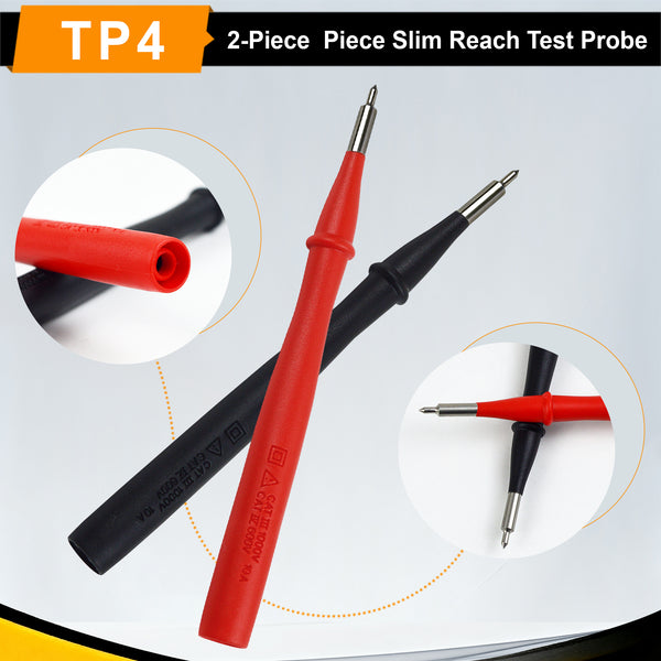 ZIBOO TP4 Slim Reach Prüfspitzensatz mit Edelstahlspitze, 1000 V Spannung, 10 A Strom, 4 mm Spitzendurchmesser, Verwendung für T5-1000, T5-600