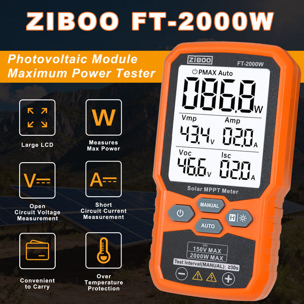 ZIBOO Solar Panel MPPT Meter Photovoltaic Multimeter PV Module Power