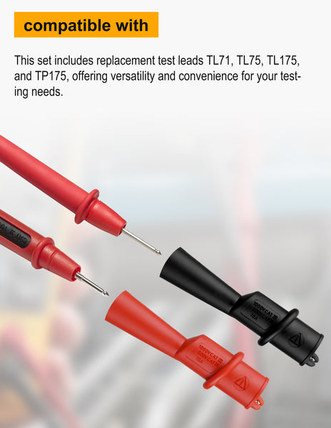 ZIBOO AC175 Threaded Slide-On Alligator Clip Set with Flexible Boots, Compatible with Fluke TL71, TL75, TL175 and TP175 Test Leads