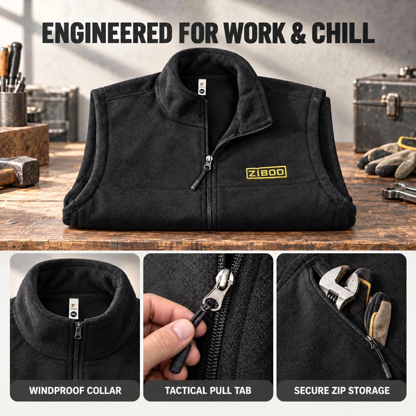 ZIBOO Classic Heavyweight Polar Fleece Vest - Size 4XL