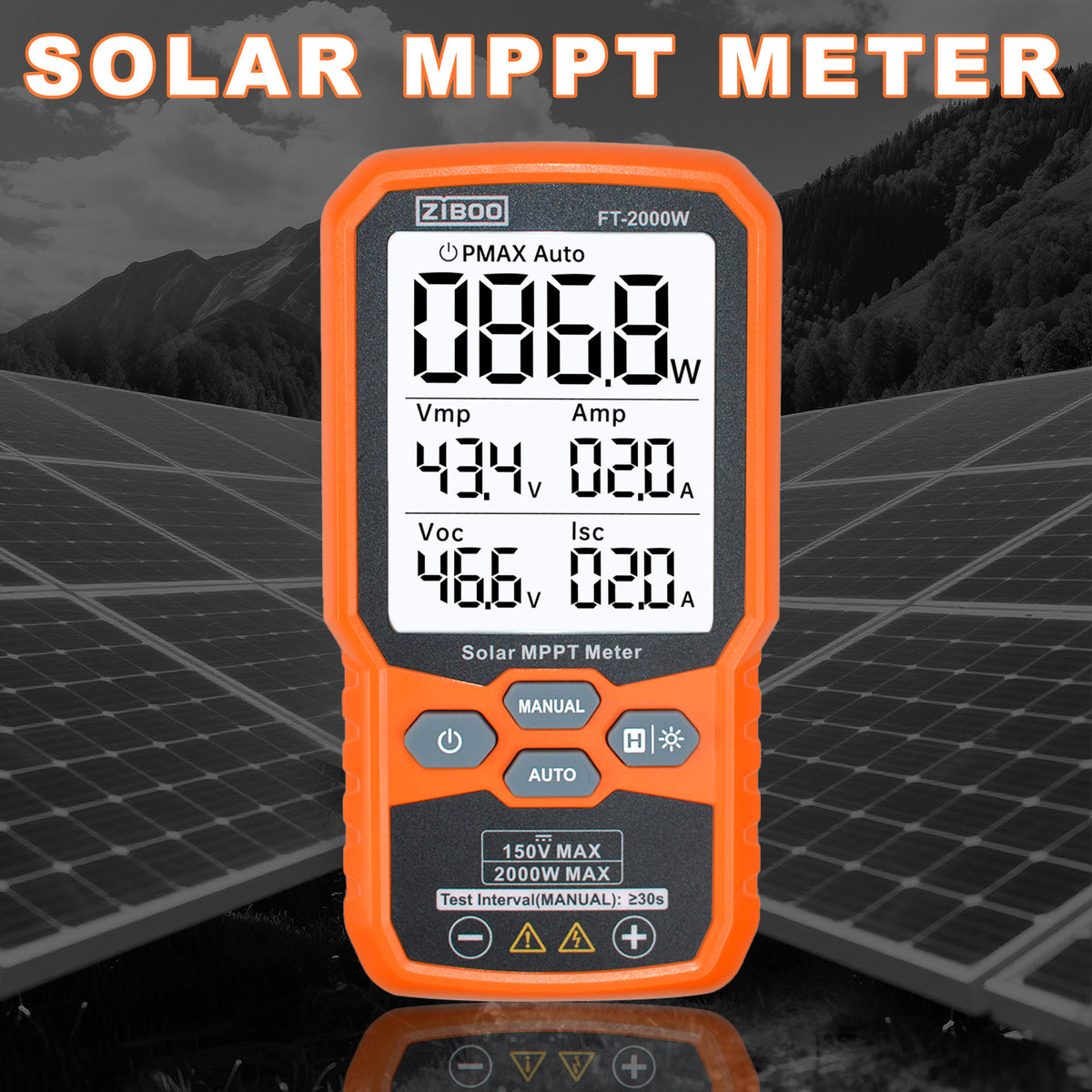ZIBOO Solar Panel MPPT Meter Photovoltaic Multimeter PV Module Power ...