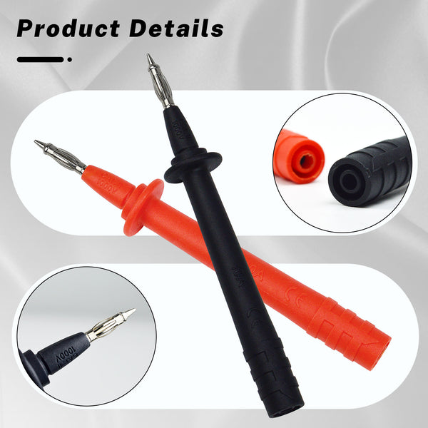 ZIBOO TP74 Prüfspitzen-Set mit Laternenspitze, mit isolierter Mantel-Laternenkopfsonde, passend für alle 4-mm-Bananenstecker-Prüfleitungsverlängerungen, für die meisten Digitalmultimeter, Stromzangen und Messprodukte