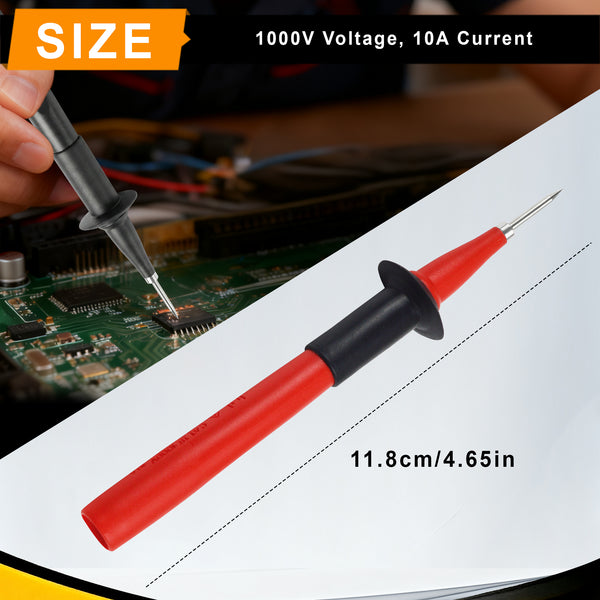 ZIBOO TP220 2-teiliges Sure Grip Industrie-Prüfspitzen-Set mit Edelstahlspitze, 1000 V Spannung, 10 A Strom, 2 mm Spitzendurchmesser, Verwendung für T5-1000, T5-600