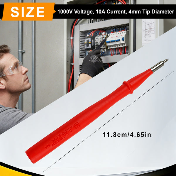 ZIBOO TP4 Slim Reach Prüfspitzensatz mit Edelstahlspitze, 1000 V Spannung, 10 A Strom, 4 mm Spitzendurchmesser, Verwendung für T5-1000, T5-600