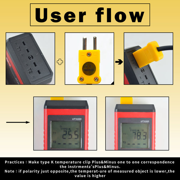 ZIBOO ATTPC3 Pipe Clamp K-Type Thermocouple Adapter, use for UEI clamp Meter,HVAC Temperature Probe for Clamp Meters, Surface Thermometer for Boiler and AC Line Temperature Readings