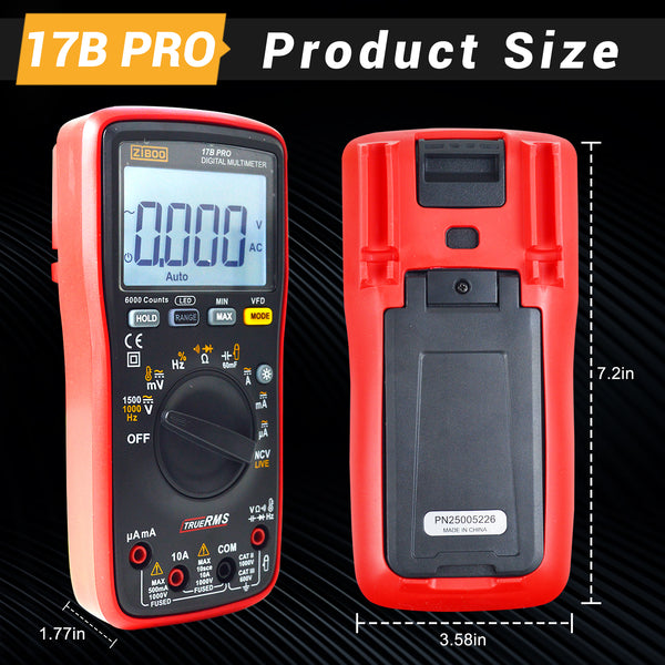 ZIBOO 17B PRO True RMS Digital Multimeter