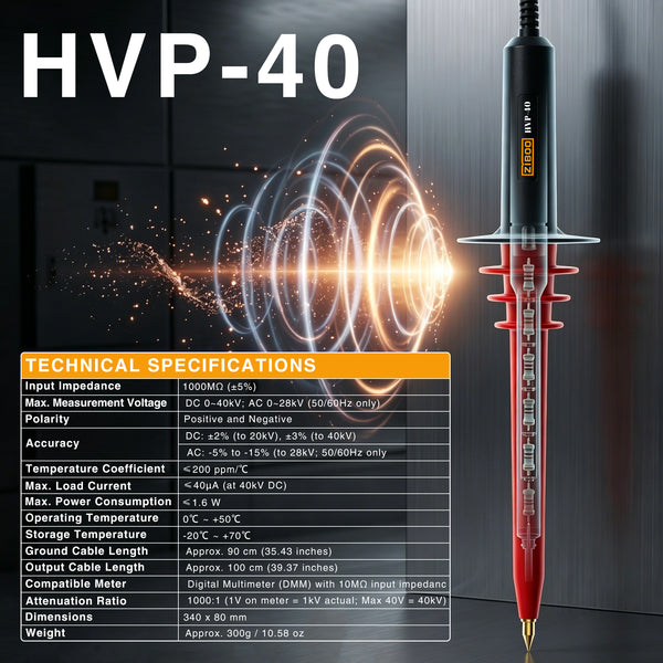 ZIBOO HVP-40 High Voltage Probe, DC 40kV / AC 28kV Multimeter Test Lead