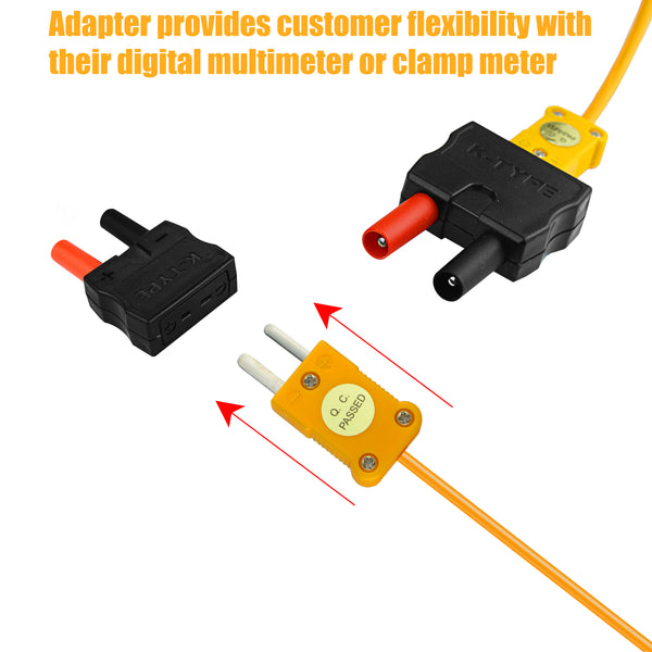 ZIBOO 69146 Banana Plug Adapter to K Type Thermocouple, Works with Digital Clamp and Multi Meters