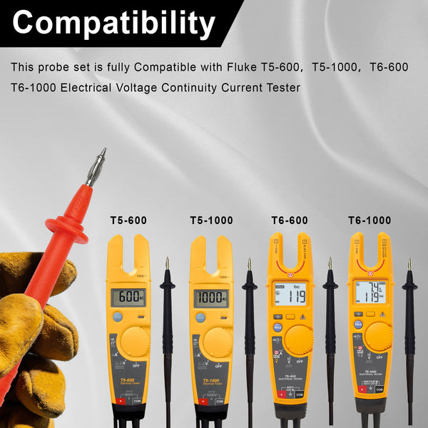 ZIBOO TP74 Prüfspitzen-Set mit Laternenspitze, mit isolierter Mantel-Laternenkopfsonde, passend für alle 4-mm-Bananenstecker-Prüfleitungsverlängerungen, für die meisten Digitalmultimeter, Stromzangen und Messprodukte