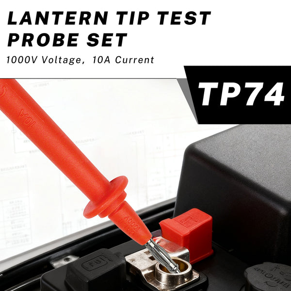 ZIBOO TP74 Prüfspitzen-Set mit Laternenspitze, mit isolierter Mantel-Laternenkopfsonde, passend für alle 4-mm-Bananenstecker-Prüfleitungsverlängerungen, für die meisten Digitalmultimeter, Stromzangen und Messprodukte
