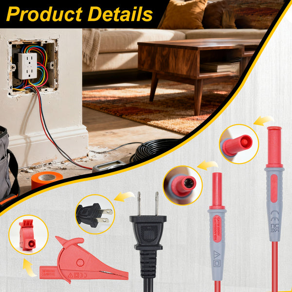 ZIBOO ET450 Accessory Kit-Universal Circuit Breaker Finder Adapter Set,  incluidng Lead Adapters,AC Outlet Plug to Banana Plug Attach to Alligator Clips, Outlet Tabs/Prongs,