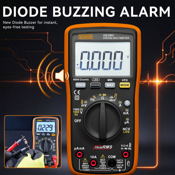 ZIBOO 17B PRO True RMS Digital Multimeter